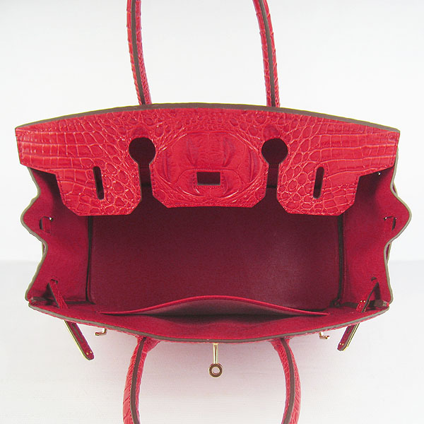 Replica Hermes Birkin 30CM Crocodile Head Veins Bag Red 6088 On Sale